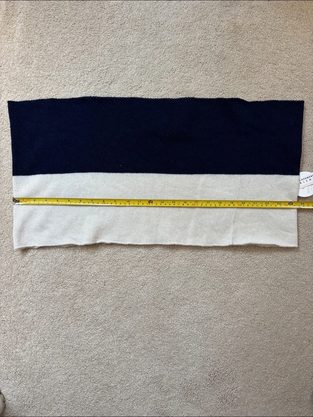 Cashmere Blend Colorblock Infinity Scarf - Cream & Navy